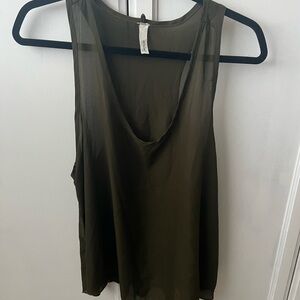 Lightweight Olive Green Sheer Tank Top
